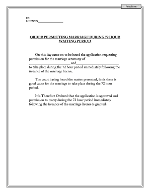 Texas Marriage License 72-Hour Waiver