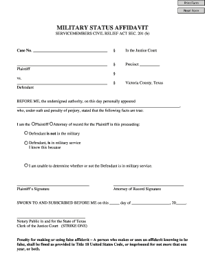 Military Status Affidavit