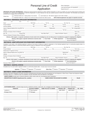 Personal Line of Credit Application Form