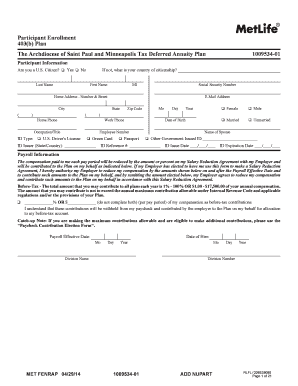 403(b) Plan Participant Enrollment Form