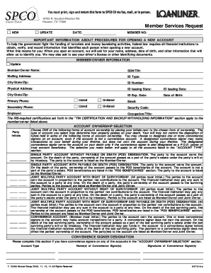 Member Services Request Form