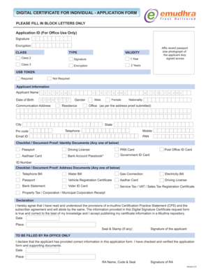 Digital Certificate Application Form