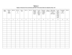Rajasthan Central Sales Tax Declaration Form