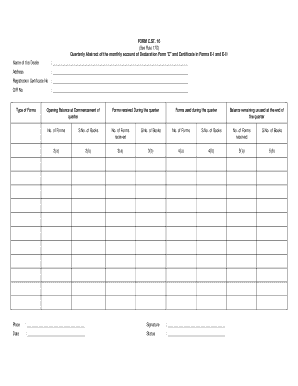 Quarterly Abstract of Declaration Form C