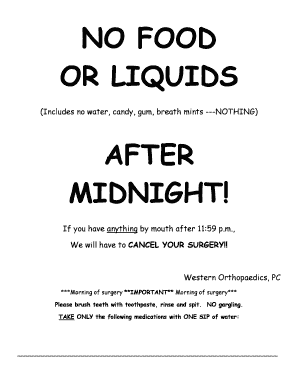 Hospital Admission Surgery Packet