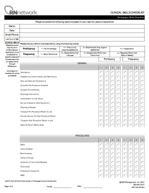 Clinical Skills Checklist Form