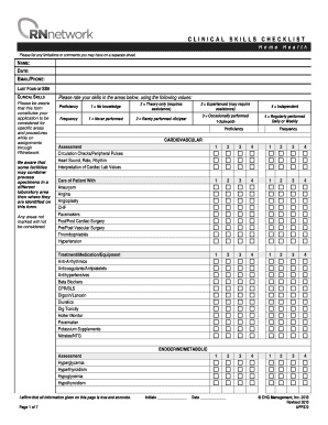 Clinical Skills Checklist Form