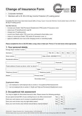 Change of Insurance Form