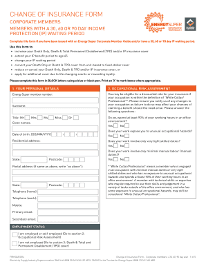 Change of Insurance Form