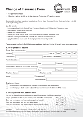 Change of Insurance Form - Corporate Members