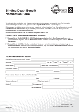 Binding Death Benefit Nomination Form