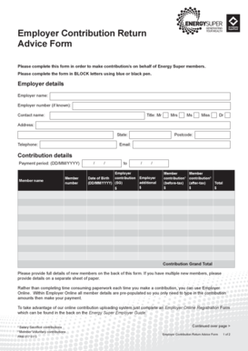 Employer Contribution Return Advice Form