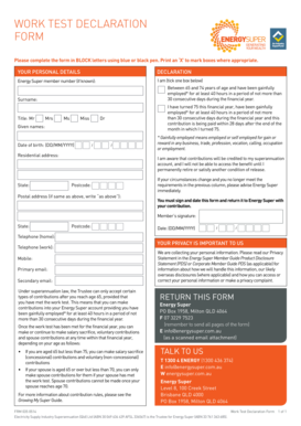 Work Test Declaration Form