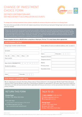 Change of Investment Choice Form