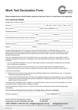 Work Test Declaration Form