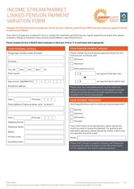 Income Stream Pension Payment Variation Form