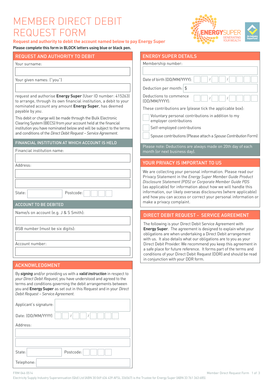 Member Direct Debit Request Form