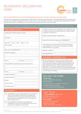 Retirement Declaration Form