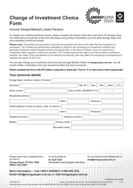 Change of Investment Choice Form