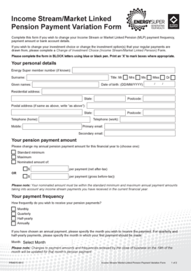 Income Stream Market Linked Pension Payment Variation Form