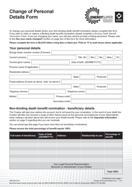 Change of Personal Details Form