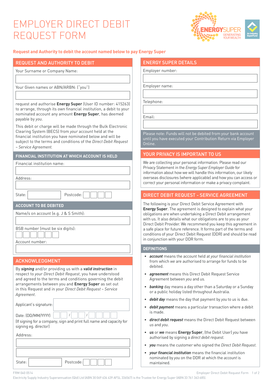 Employer Direct Debit Request Form