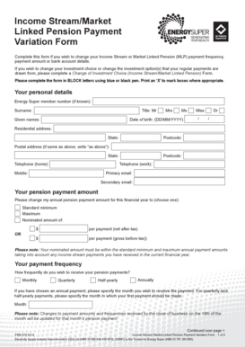 Income Stream Pension Payment Variation Form