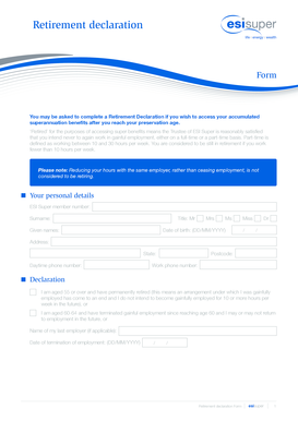 Retirement Declaration Form