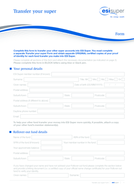 Superannuation Transfer Form