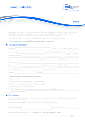 Proof of Identity Form