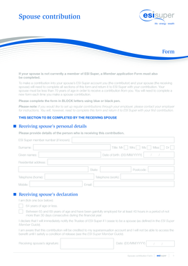 Spouse Contribution Form