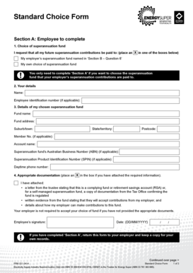 Australian Superannuation Choice Form