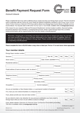 Energy Super Benefit Payment Request Form