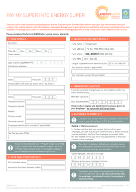 Superannuation Standard Choice Form for Energy Super