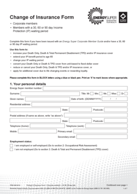 Change of Insurance Form - Corporate Members