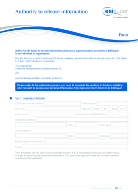 Authority to Release Information Form
