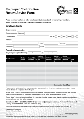 Employer Contribution Return Advice Form
