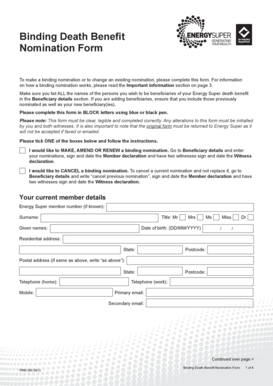 Binding Death Benefit Nomination Form