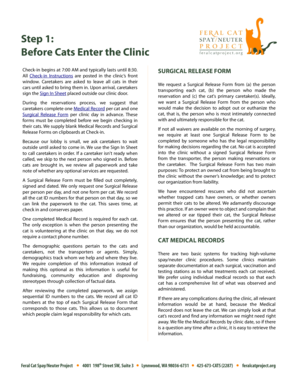 Surgical Release Form for Cats