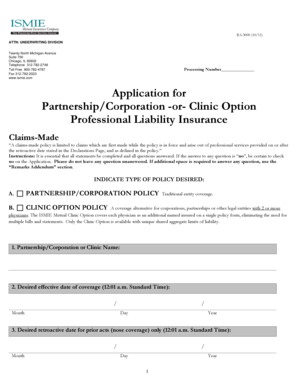 Professional Liability Insurance Application