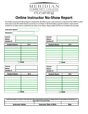 Online Instructor No-Show Report
