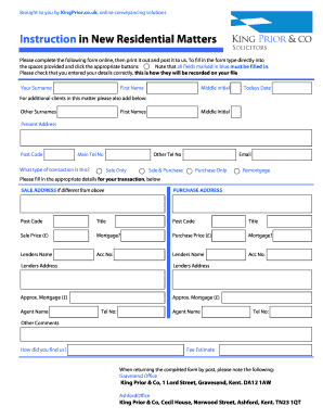 New Residential Matters Form