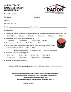 Radon Detector Order Form