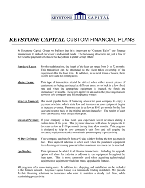 Keystone Capital Financial Plan Verification Form