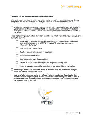 Checkliste für die Eltern von unbegleiteten Kindern