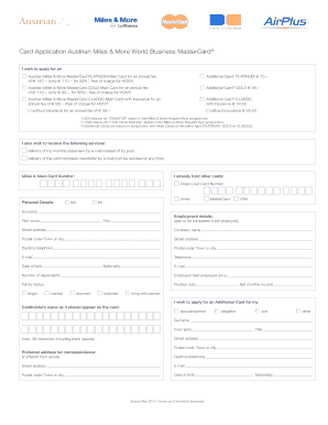 Austrian Miles & More MasterCard Application