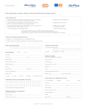Austrian Miles & More MasterCard Application