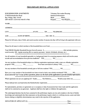 Preliminary Rental Application