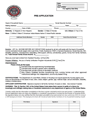 HUD-Assisted Housing Pre-Application