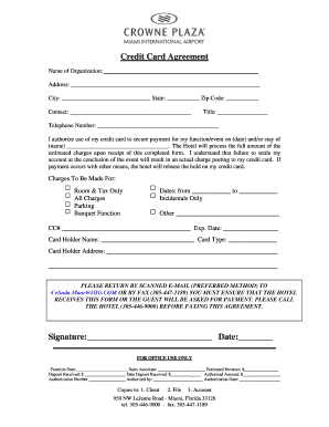 Hotel Credit Card Authorization Form